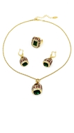 Picture of Premium Gold Plated Green 3 Pieces Jewelry Sets