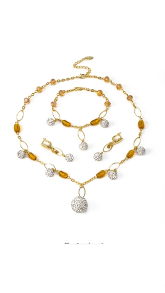 Picture of Attractive And Elegant Multi Stone Gold Plated 3 Pieces Jewelry Sets