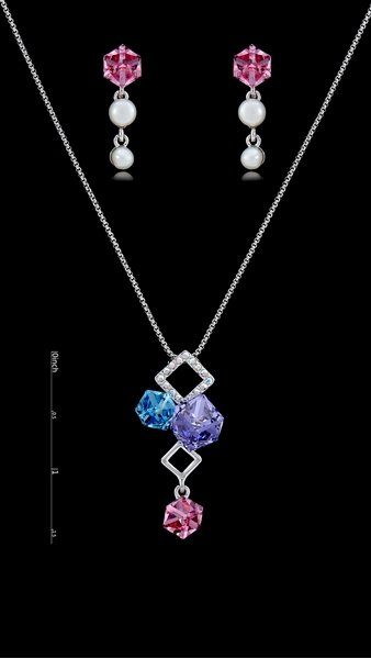 Picture of Newest Colourful Swarovski Element 2 Pieces Jewelry Sets