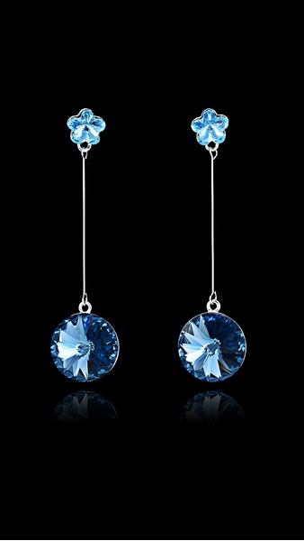 Picture of Fashionable Dark Blue Platinum Plated Drop & Dangle