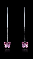 Picture of Enchanting Platinum Plated Pink Drop & Dangle