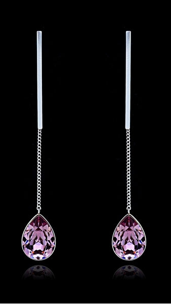 Picture of Attractive And Elegant Single Stone Platinum Plated Drop & Dangle