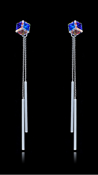 Picture of Simple And Elegant Platinum Plated Swarovski Element Drop & Dangle