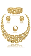 Picture of Flexible Designed Dubai Style Gold Plated 4 Pieces Jewelry Sets