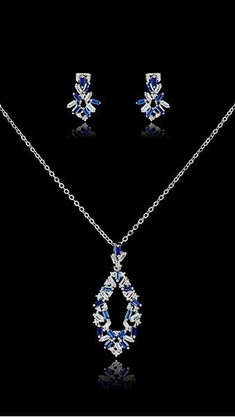 Picture of Attractive Brass Cubic Zirconia 2 Pieces Jewelry Sets