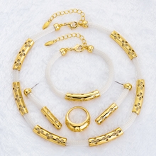 Show details for New Step Zinc-Alloy Gold Plated 4 Pieces Jewelry Sets