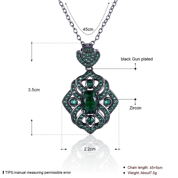 Picture of Individual Design On  Gunmetel Plated Green Necklaces & Pendants