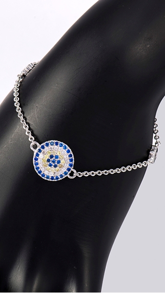 Picture of Online Shopping Sea Blue Micro Pave Setting Bracelets