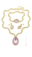 Picture of Efficiency In  Crystal Gold Plated 3 Pieces Jewelry Sets