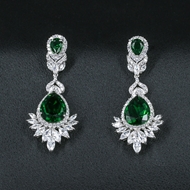 Picture of Green Cubic Zirconia Dangle Earrings 1JJ042408E