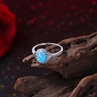 Picture of Unique Fashion Platinum Plated Blue Fashion Rings