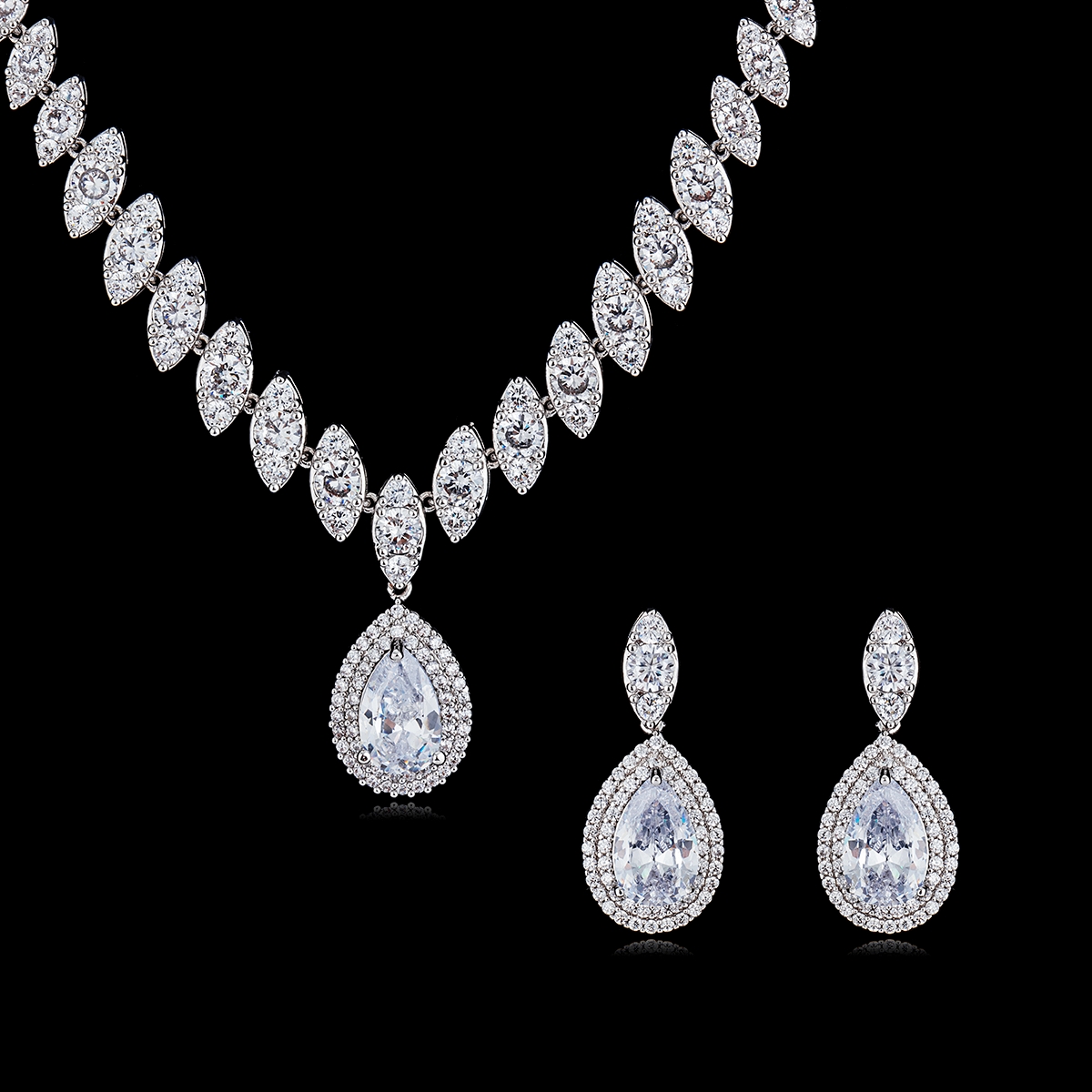 sparkle allure cubic zirconia necklace and earring set