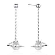 Picture of  925 Sterling Silver Artificial Pearl Dangle Earrings 3LK054365E