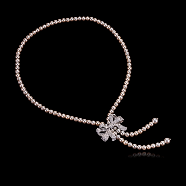 Picture of Charming Platinum Plated Artificial Pearl Y Necklace As a Gift