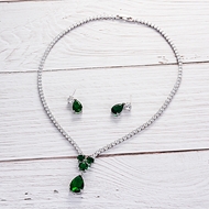 Picture of Fast Selling Green Cubic Zirconia Necklace and Earring Set from Editor Picks