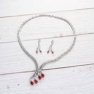 Picture of Fancy Big Red Necklace and Earring Set