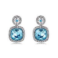 Picture of Nickel Free Platinum Plated Blue Dangle Earrings with Easy Return