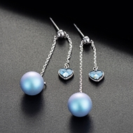Picture of Wholesale Platinum Plated Swarovski Element Pearl Dangle Earrings with No-Risk Return