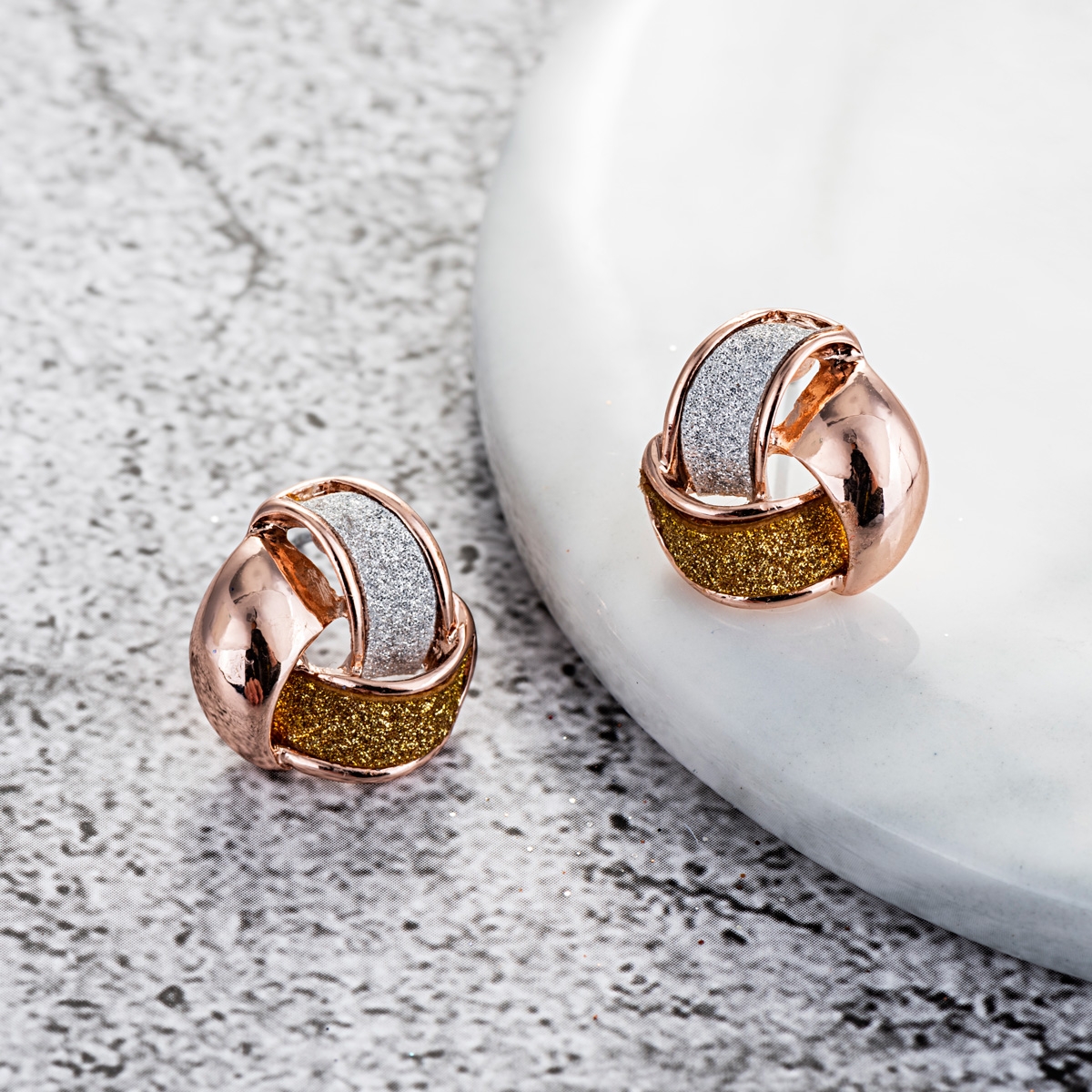 Dubai Rose Gold Plated Stud Earrings with Full Guarantee