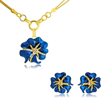 Show details for Chic Flowers & Plants Enamel Necklace and Earring Set