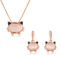 Show details for Unique Opal Zinc Alloy Necklace and Earring Set