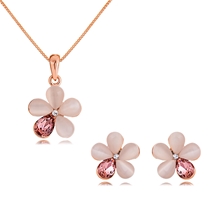 Show details for 16 Inch Rose Gold Plated Necklace and Earring Set with Unbeatable Quality
