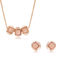 Show details for Bling Casual Rose Gold Plated Necklace and Earring Set