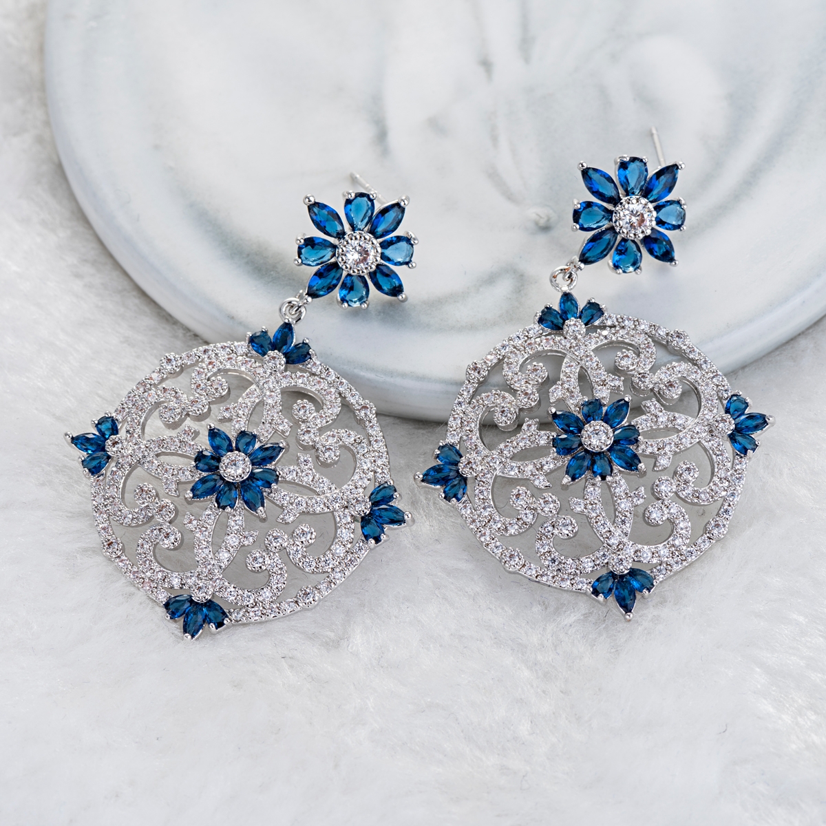 Luxury Blue Dangle Earrings with Full Guarantee