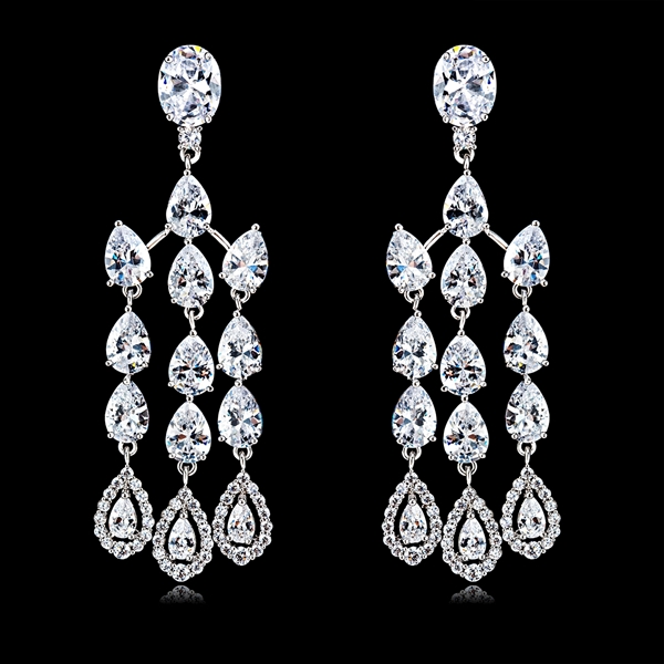Picture of Designer Platinum Plated Copper or Brass Dangle Earrings Online
