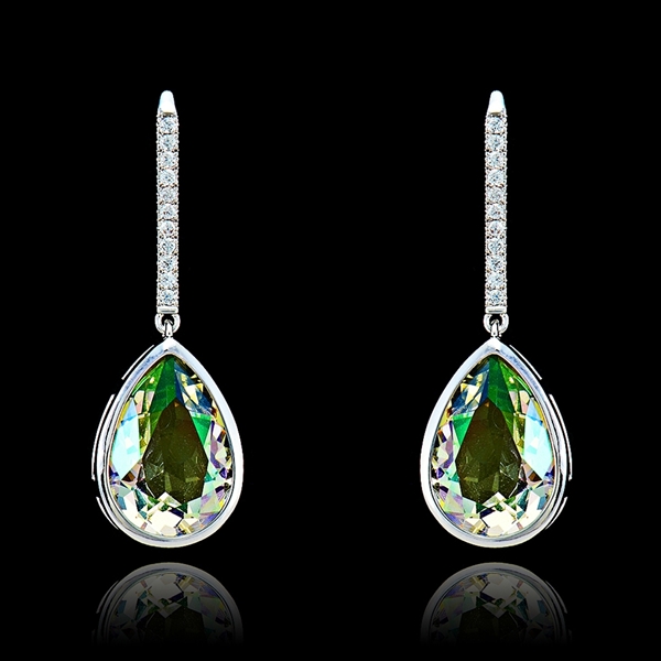 Picture of New Design Platinum Plated Single Stone Drop & Dangle