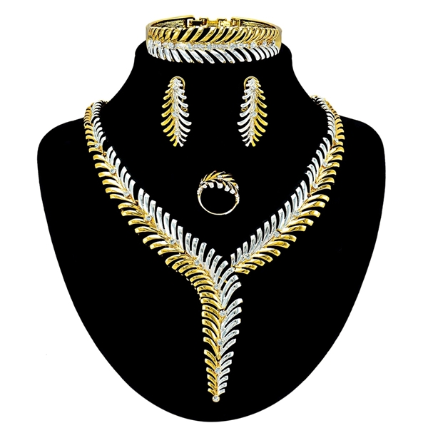 Picture of Delicate Curvy Multi-Tone Plated Dubai Style 4 Pieces Jewelry Sets