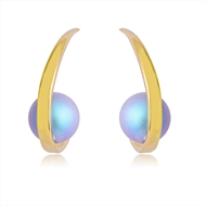 Picture of Nickel Free Gold Plated Swarovski Element Pearl Stud Earrings with No-Risk Refund