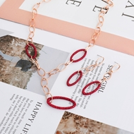 Picture of Low Price Rose Gold Plated Flash sand Necklace and Earring Set from Trust-worthy Supplier