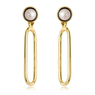 Picture of Nickel Free Gold Plated Artificial Pearl Dangle Earrings from Certified Factory