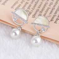 Show details for Designer Gold Plated Cubic Zirconia Dangle Earrings with No-Risk Return