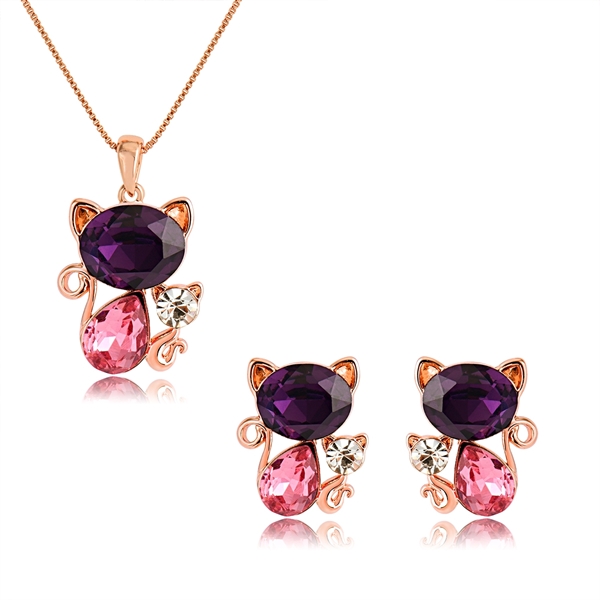 Picture of Casual Rose Gold Plated Necklace and Earring Set with Fast Shipping