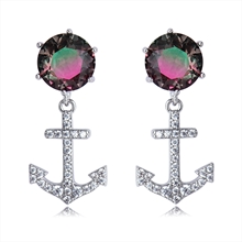 Show details for Delicate Platinum Plated Dangle Earrings of Original Design