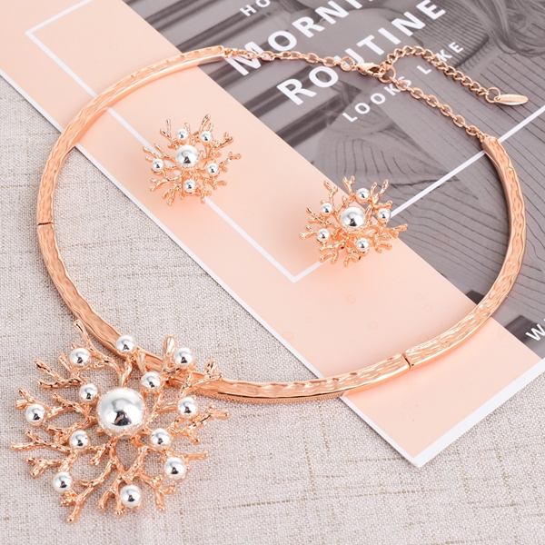 Picture of Low Price Zinc Alloy Rose Gold Plated Necklace and Earring Set in Exclusive Design