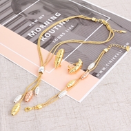 Show details for Nickel Free Gold Plated Casual Necklace and Earring Set with Easy Return