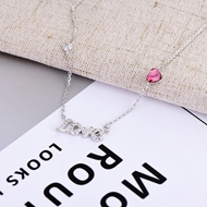 Show details for Trendy Platinum Plated Red Pendant Necklace with No-Risk Refund