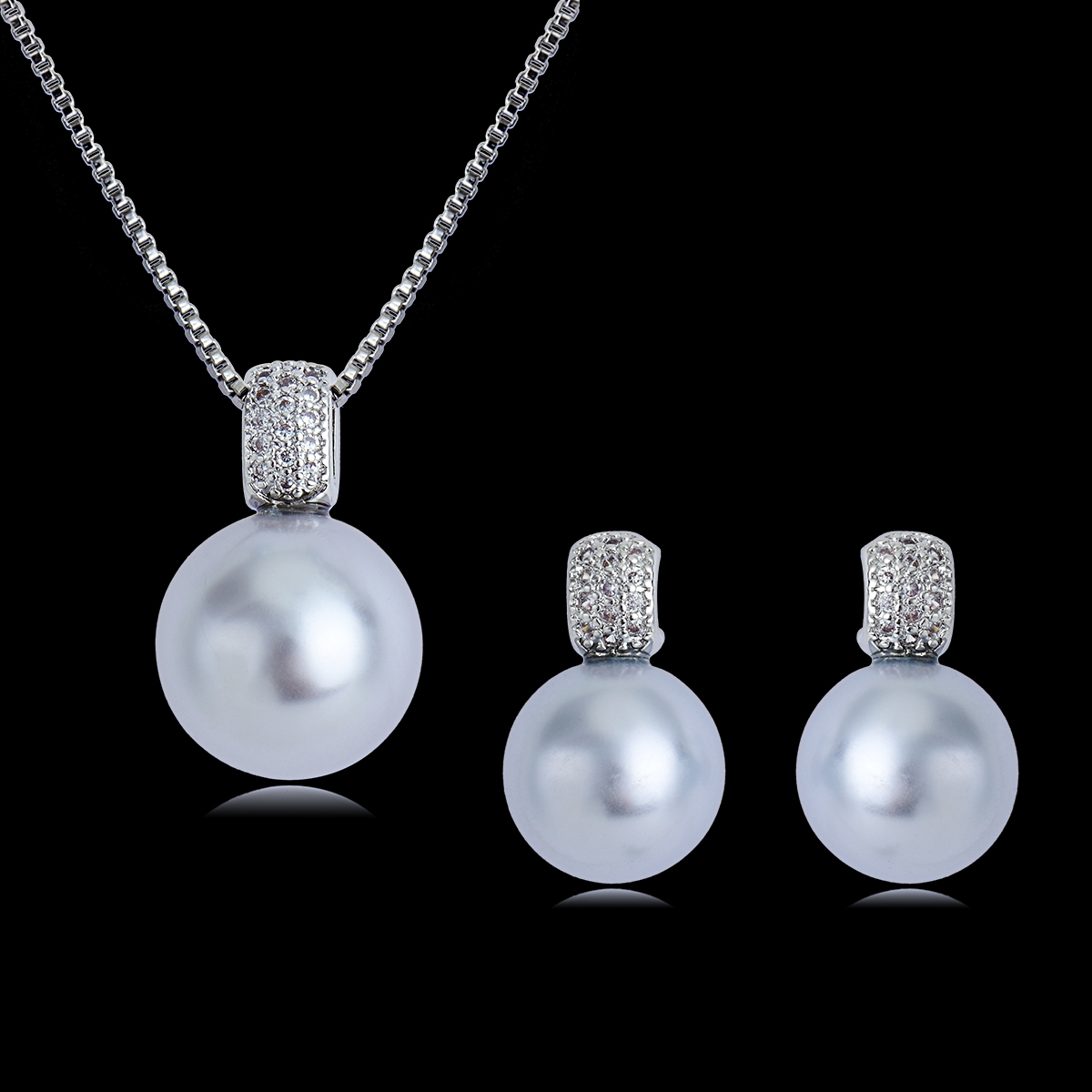 Zinc Alloy Artificial Pearl Necklace and Earring Set from Certified Factory
