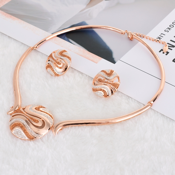 Picture of Zinc Alloy Rose Gold Plated Necklace and Earring Set with Full Guarantee