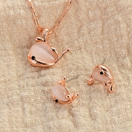 Show details for Hypoallergenic Rose Gold Plated White Necklace and Earring Set with Easy Return