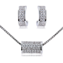 Show details for Fashion Cubic Zirconia Platinum Plated Necklace and Earring Set