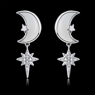 Picture of Beautiful Cubic Zirconia Platinum Plated Dangle Earrings