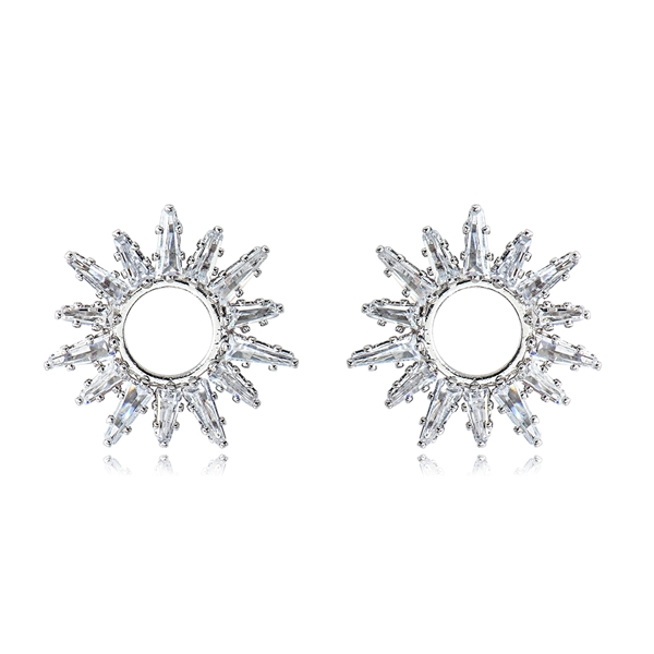Picture of Reasonably Priced Platinum Plated Cubic Zirconia Stud Earrings from Reliable Manufacturer