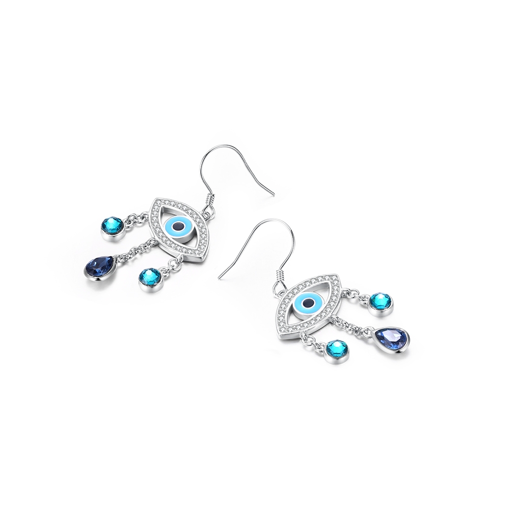 925 Sterling Silver Blue Dangle Earrings in Flattering Style