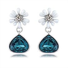 Show details for Designer Platinum Plated Blue Dangle Earrings with Easy Return