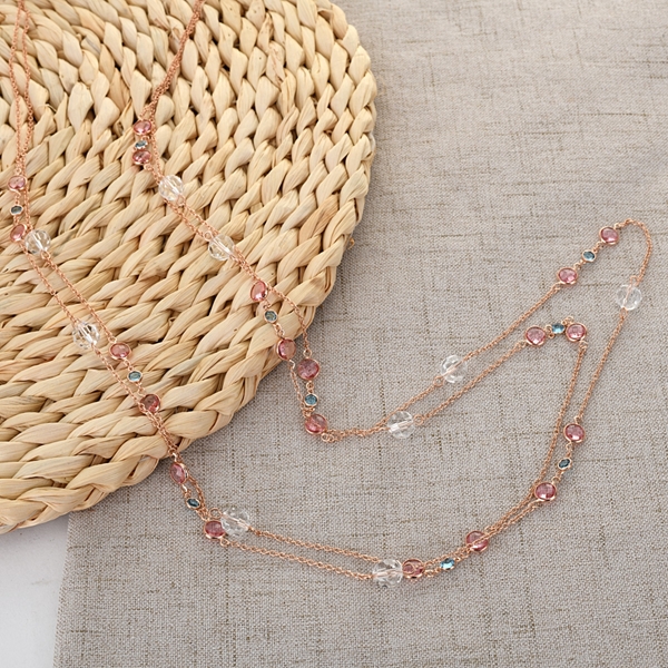 Picture of Zinc Alloy Artificial Crystal Long Chain Necklace From Reliable Factory