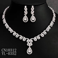 Picture of Copper or Brass Cubic Zirconia Necklace and Earring Set with Unbeatable Quality